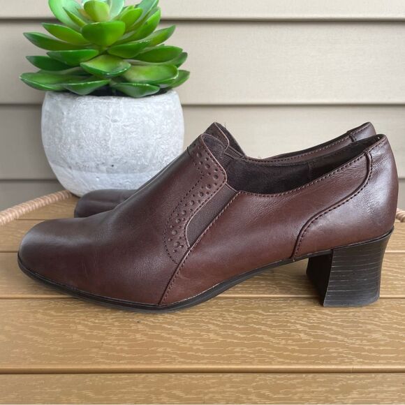 Vintage Thom McAn Brown Leather‎ Slip-on Bootie Women’s 8.5W Retro Block Heel - Picture 8 of 11